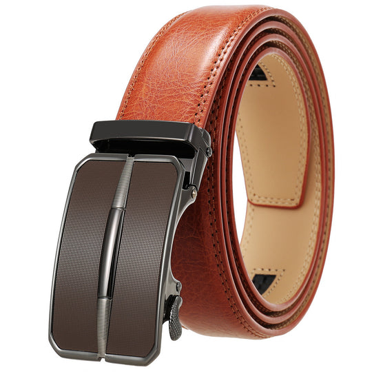 Men's Simplicity Belt Automatic Buckle Belt Two-layer Cowhide