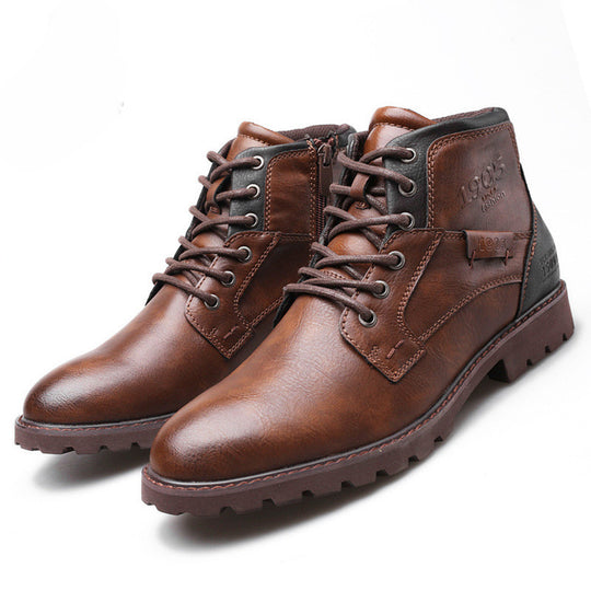 Men Winter Ankle Boots Lace Up Footwear Leather Shoes