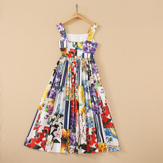 Summer New Style Glaze Floral Print Dress Women