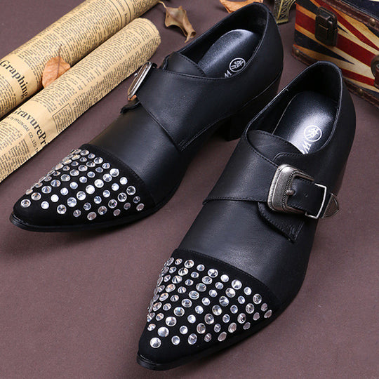 Buckle Rhinestone Low-Top Dress Shoes Men