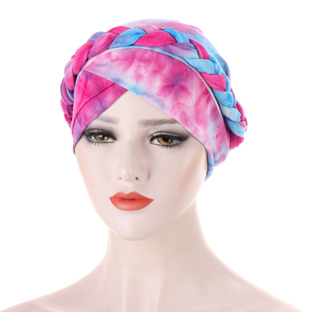 Tie-Dye Brushed Milk Silk Braided Hat