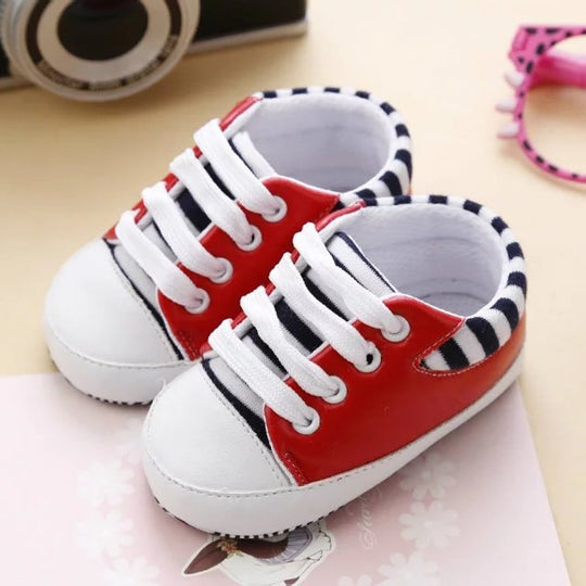 Autumn Unisex Cotton Cartoon Baby Toddler Shoes With Lace-up Canvas Shoes, Massage Shoes