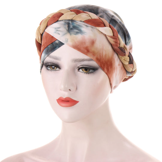 Tie-Dye Brushed Milk Silk Braided Hat