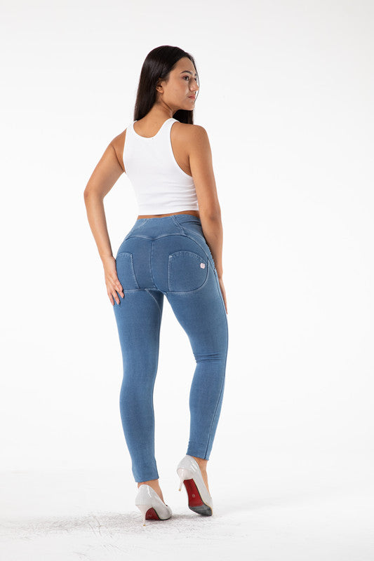 Shascullfites Melody Butt Lifting High Waist Push Up Jeggings Light Blue Gym Jeans Bum Lifted Denim Leggings