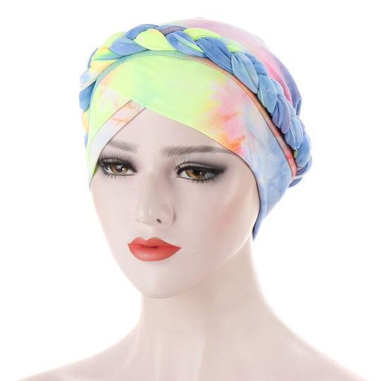 Tie-Dye Brushed Milk Silk Braided Hat