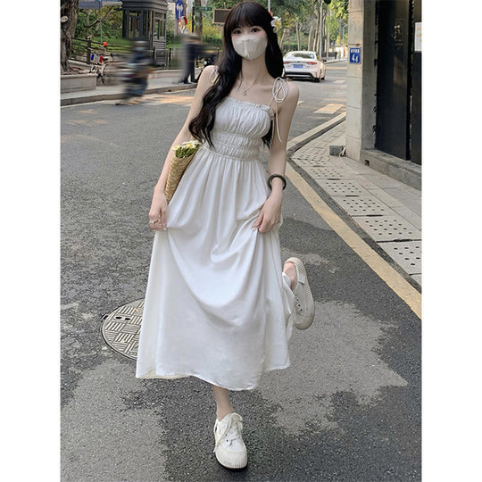 White Suspender Dress For Women In Summer