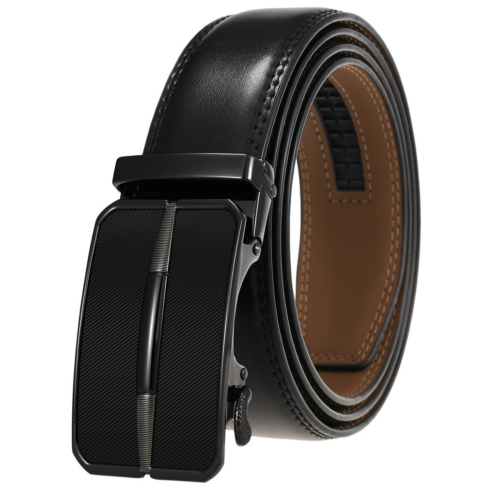 Men's Simplicity Belt Automatic Buckle Belt Two-layer Cowhide