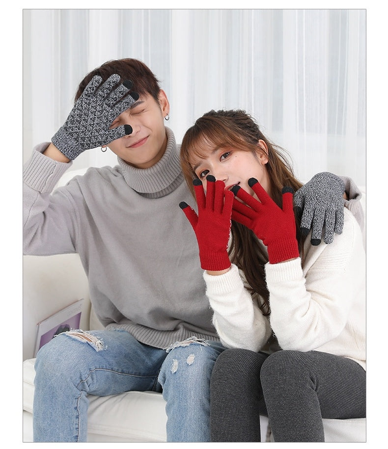 Knitted Men And Women Couple Warm Wool Gloves